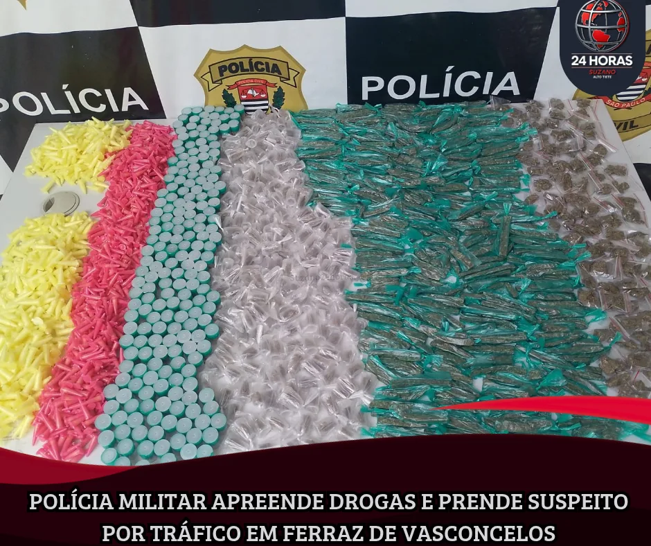Polícia Militar apreende drogas e prende suspeito por tráfico em Ferraz de Vasconcelos