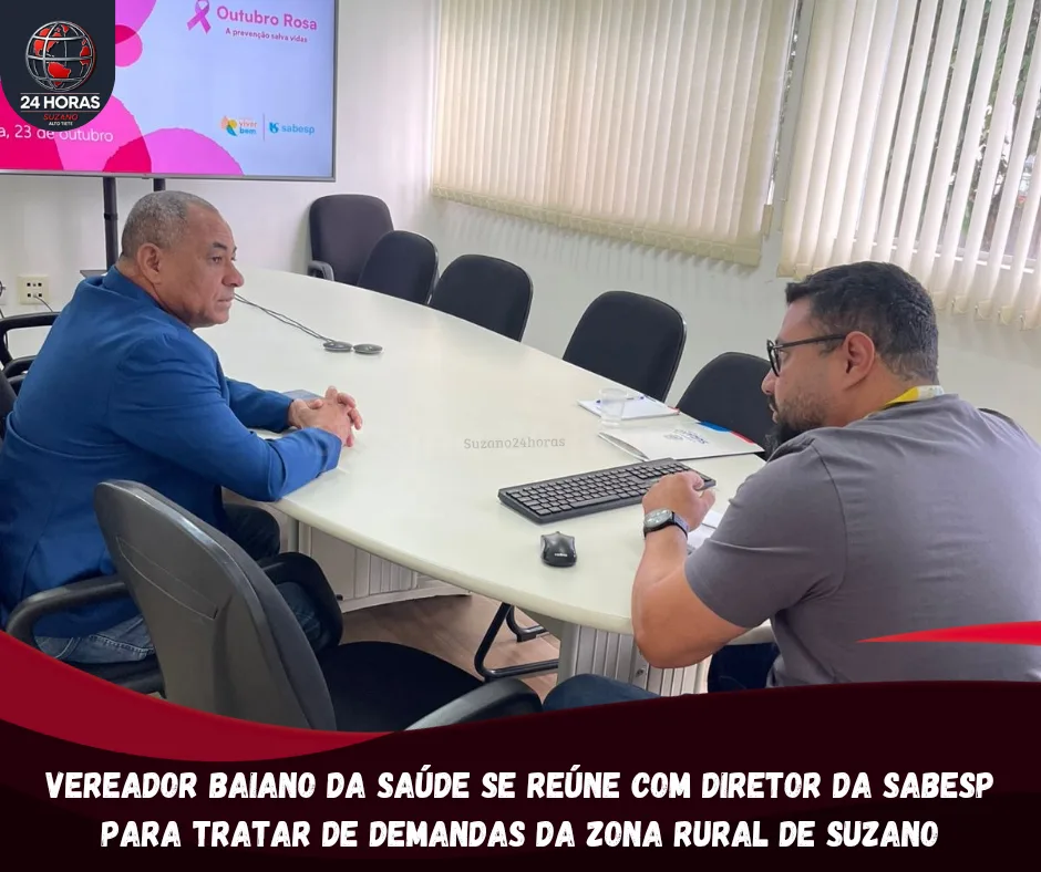 Vereador Baiano da Saúde se reúne com diretor da Sabesp para tratar de demandas da zona rural de Suzano