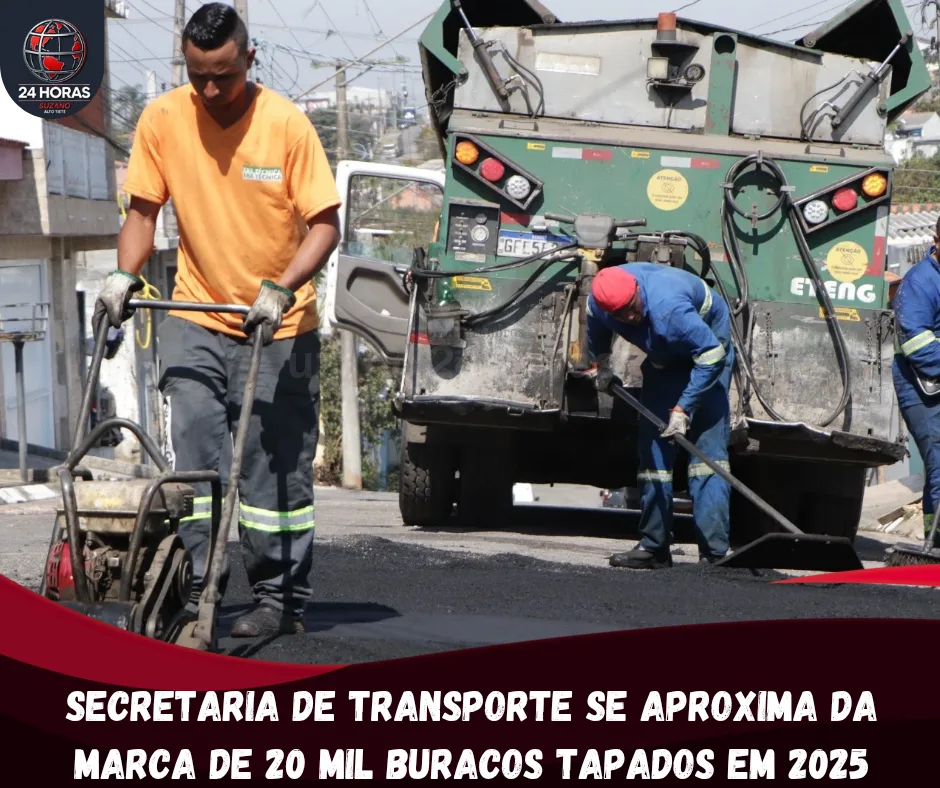 Secretaria de Transporte se aproxima da marca de 20 mil buracos tapados em 2025