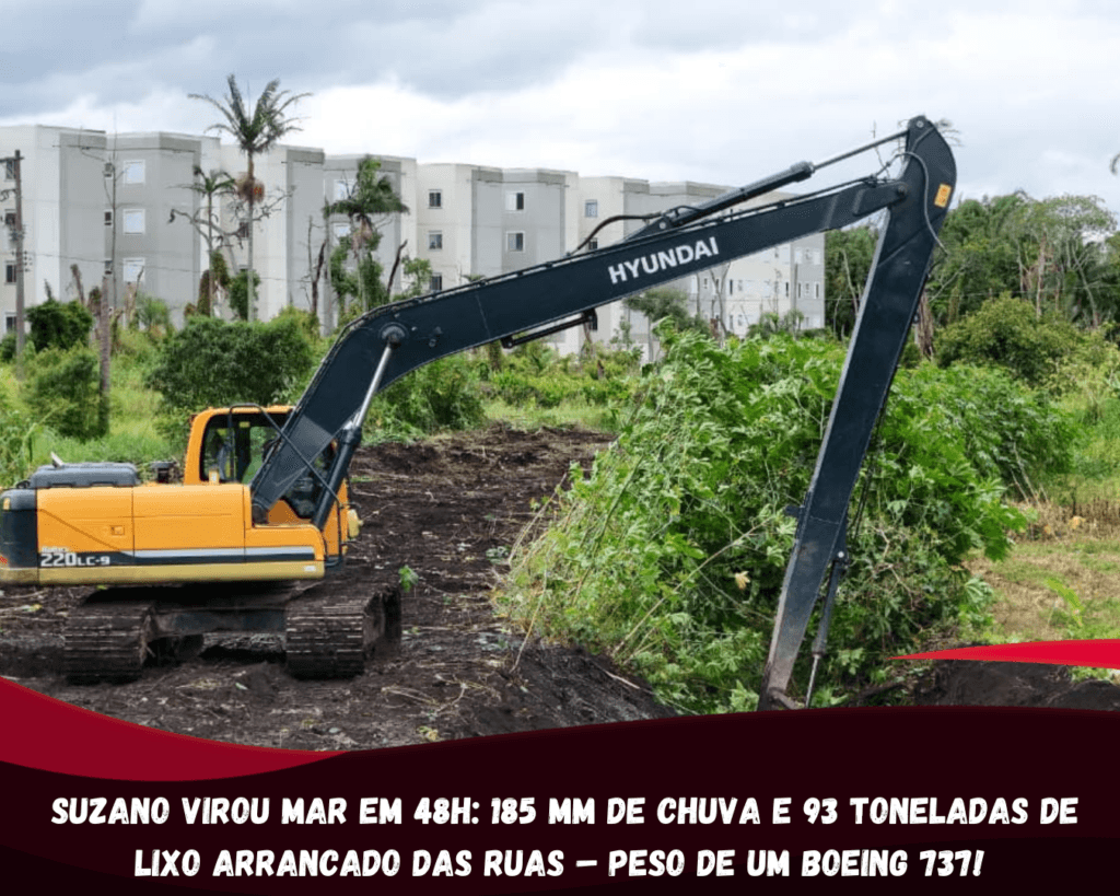 Suzano amplia força-tarefa e retira 93 toneladas de resíduos após novas chuvas