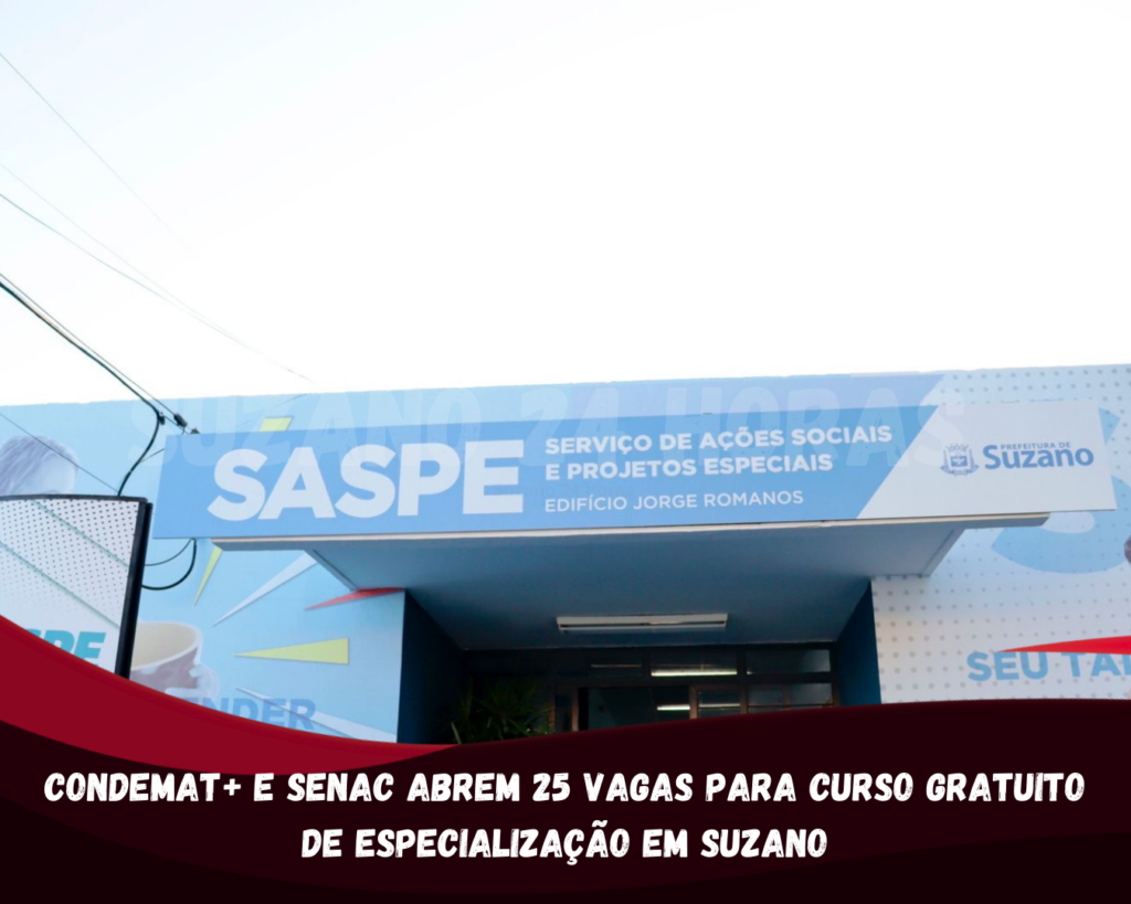 Curso gratuito de especialização abre 25 vagas em Suzano