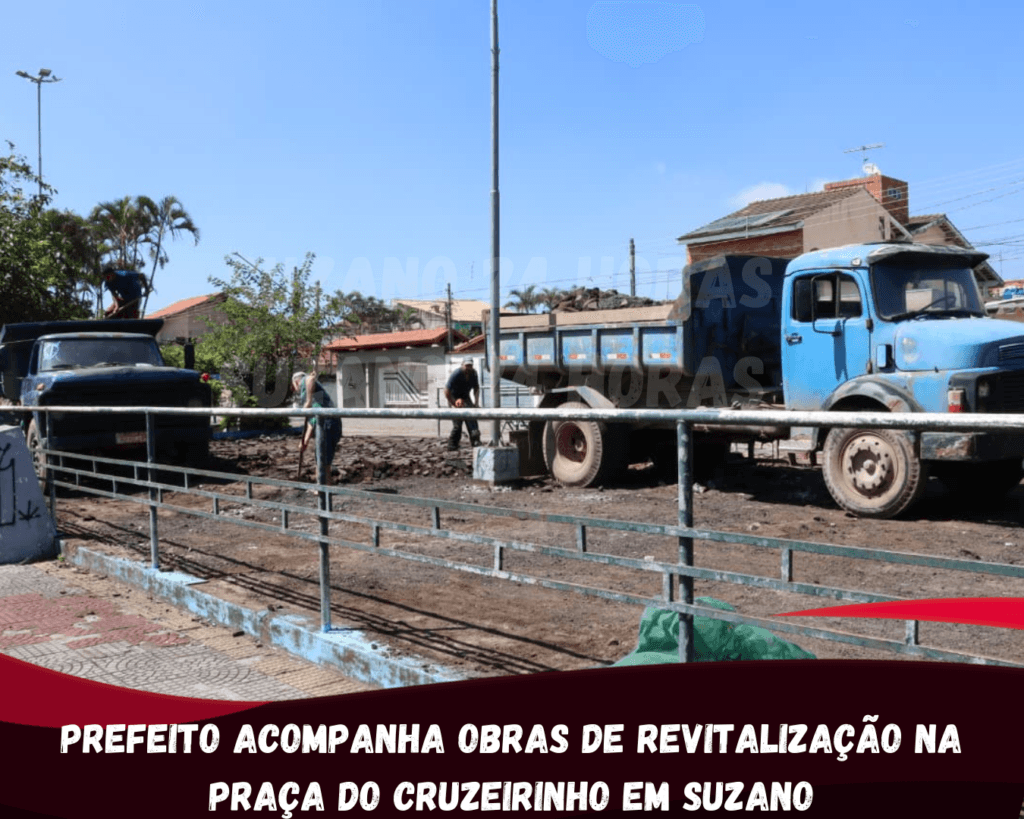 Prefeito acompanha obras de revitalização na Praça do Cruzeirinho em Suzano