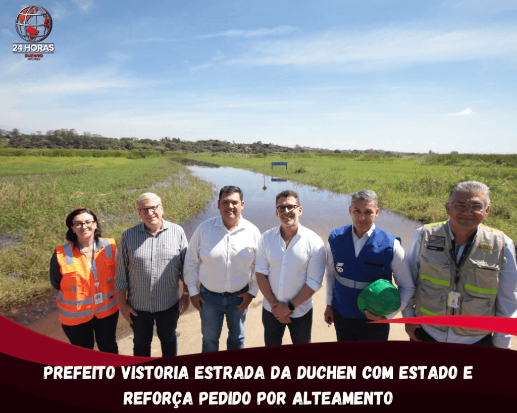 Prefeito vistoria estrada da Duchen com Estado e reforça pedido por alteamento