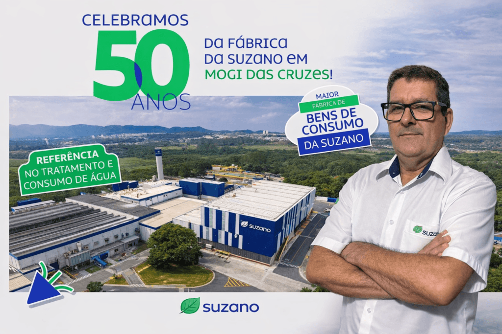 Suzano celebra 50 anos da fábrica de Mogi das Cruzes e reforça papel estratégico na produção de bens de consumo
